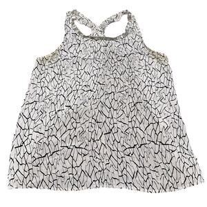 The Korner Tank Top Womens Medium Abstract Print Silk Sleeveless Blouse FLAW